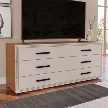Imagem de Cômoda Valência 6 Gavetas Freijó/Creme - Politorno, Bege Claro, Modern