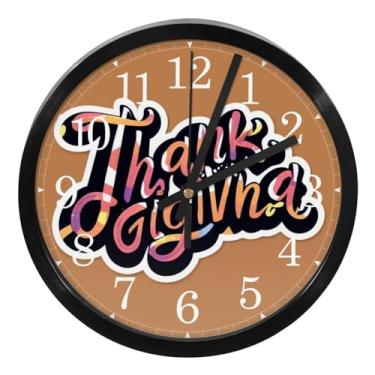 Imagem de LILINWAN Relógio de parede com impressão roxa de fonte de Ação de Graças, 24 cm, silencioso, sem tique-taque, relógios de parede, decorativos, para escritório, escola, quarto, casa