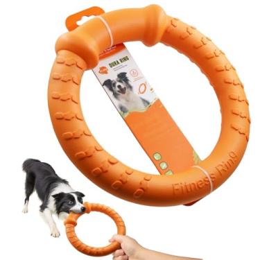 Imagem de LaRoo Brinquedos para cães indestrutíveis para mastigadores agressivos, discos voadores para raças médias/grandes, anel de treinamento de cães, brinquedo flutuante para cães, brinquedo de cabo de