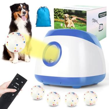 Imagem de Lançador automático de bolas para cães, lançador de bolas para cães de 1,5 a 2,5 m, lançador automático recarregável de bolas para cães com 4 bolas (6,3 cm), lançador de controle remoto para cães
