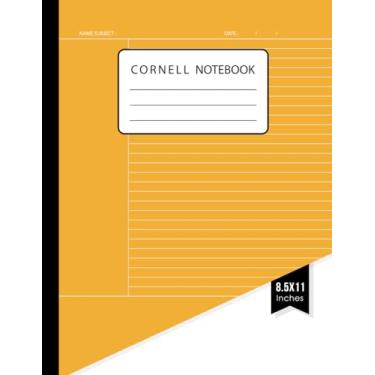 Imagem de Caderno de notas Cornell: Sistema de anotações Cornell, design simples de capa amarela, tamanho grande, (21 x 28 cm), 110 páginas, notas organizadoras (sistema de anotações) | Notas Cornell