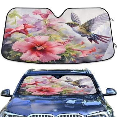 Imagem de Protetor solar de carro Hibisco beija-flor pára-brisa protetor solar para carro pequeno SUV janela frontal