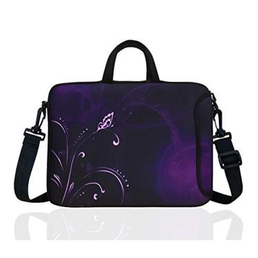 Imagem de Bolsa mensageiro de neoprene para laptop de 15 a 15,6 polegadas para 14 15 39.6 cm Acer/Asus/Dell/Lenovo/Thinkpad/HP/Macbook Pro/Air (flor roxa)
