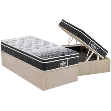 Imagem de Cama Box Baú Solteiro: Colchão Anatômico Probel D28 Guarda Costas PróMiddle Plus + Base CRC Suede Clean (88x188)