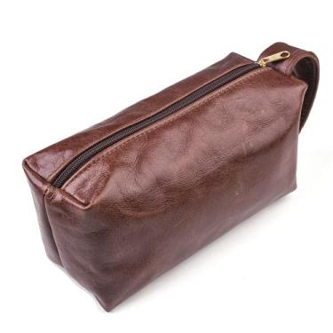 Imagem de Necessaire Bolsa Organizadora Masculina em Couro Legítimo Mala de Viag