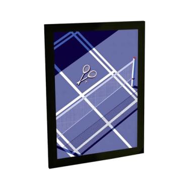Imagem de Quadro Decorativo Peteca Quadra Esportes Ilustração Azul