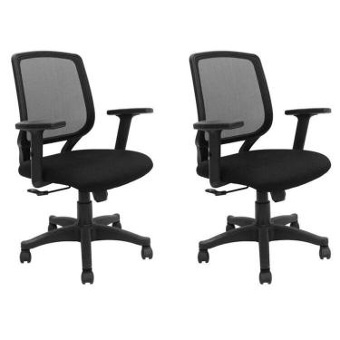 Imagem de Kit com 2 Cadeiras de Escritório Diretor Giratória Office Ávila Preto