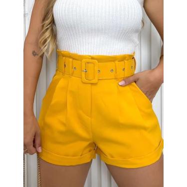 Imagem de Short alfaiataria amarelo M - Glamur 