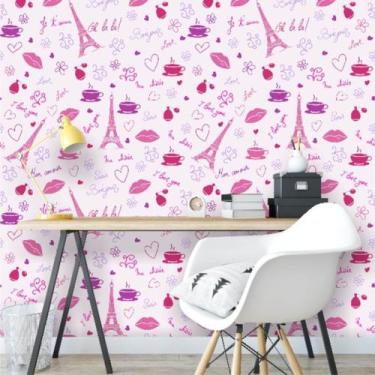 Imagem de Papel de Parede Vinil Autocolante Paris Rosa - Geral