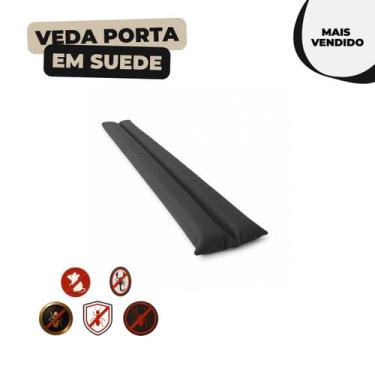 Imagem de Protetor Veda Porta em Tecido Suede Preto 80cm - Matioli Decor