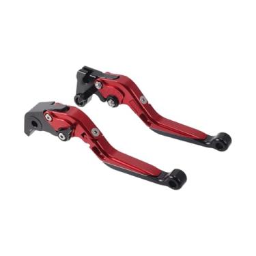 Imagem de A ABSOPRO Alavancas de embreagem de freio longas curtas para Yamaha YZF R1 2009-2014 6 Positon Alavanca de freio ajustável do guidão da motocicleta Liga de alumínio Punho vermelho extremidade preta