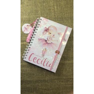 Imagem de Caderneta de Saúde Infantil Personalizada, Tema Bailarina (m2), Capa Holográfica, A5, com Chaveiro e Pingente