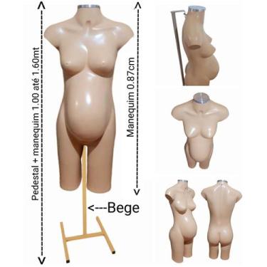 Imagem de Manequim feminino (Meio corpo gravida N.38) bege com tampa prata + ped