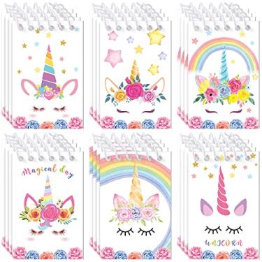 Imagem de Sabary 24 Pcs Mini Unicorn Notepads Small Notebooks Spiral Journal Notepads School Classroom Rewards Supplies Unicorn Party Favors Gift Bags Piñata Fillers for Girls Kids Birthday Party Goody Bags