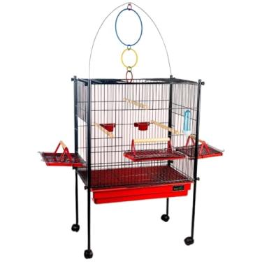 Imagem de Viveiro Gaiola Calopsita Aves Triplex Black Grande PlayGround Durável JelPlast(Vermelho/Black)
