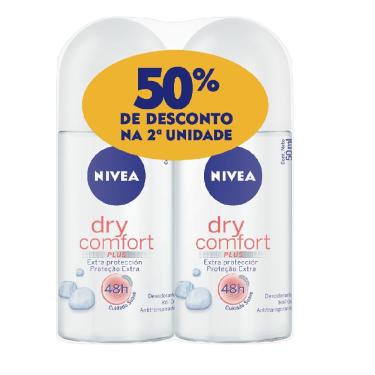 Imagem de Kit Desodorante Roll-on Nivea Dry Comfort 2 Unidades 50% Desconto Segundo