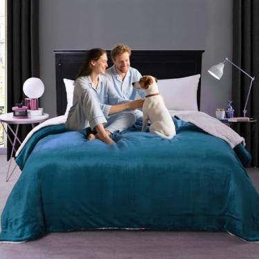 Imagem de Cobertores impermeáveis tamanho queen para cama absorvente 152 cm x 203 cm, capa impermeável e resistente a manchas, cobertores resistentes à água, colchão de sherpa macio à prova de vazamento ou