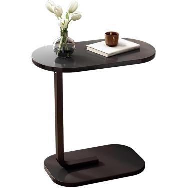 Imagem de Mesa De Cabeceira Em Forma De C, Mesa Lateral Pequena Mesa Lateral Oval Sofá Mesa De Cabeceira Lateral Ao Lado Da Cama Estação De Trabalho Portátil Para Sofá, Cama, Dorm, Black, A