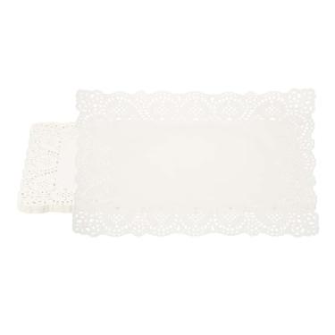 Imagem de YELARXI Paper Doilies, 13.8 Inch White Lace Doilies Rectangle Disposable Decorative Placemats Hollow Flower for Desserts Food Crafts Parties Birthday Tableware Decoration (50 Pack, White)