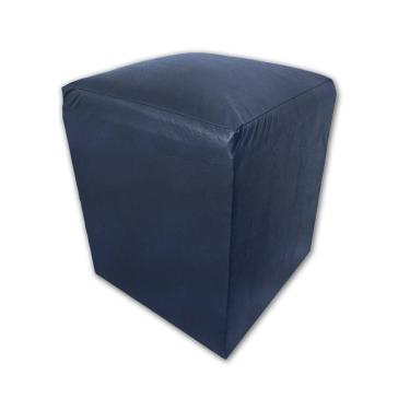 Imagem de Puff Banqueta Quadrado Cubo Decorativo Courino E Suede Azul Marinho Courino
