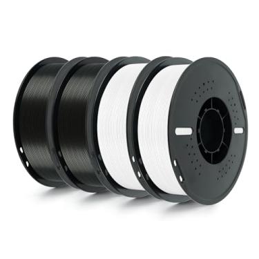 Imagem de Kingroon Filamento PLA de 4 kg 1,75 mm, filamento de impressora 3D, precisão dimensional +/- 0,02 mm, serve para a maioria das impressoras FDM, 1 kg x 4 carretéis (2 pretos + 2 brancos)