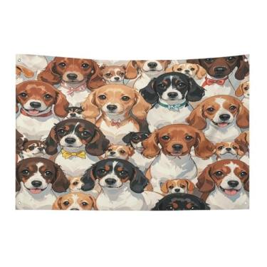 Imagem de Bandeira com quatro furos bandeiras para todos os climas bandeira decorativa impressa em dachshunds bandeiras de poliéster adequadas para uso interno e externo 89 x 159 centímetros
