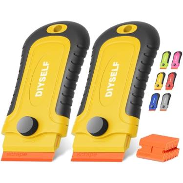 Imagem de DIYSELF 2 peças de raspador de lâmina de barbear de plástico com 10 peças, ferramenta raspadora de plástico para removedor de adesivos, raspadores para limpeza de adesivos, decalques, tinta, vidro