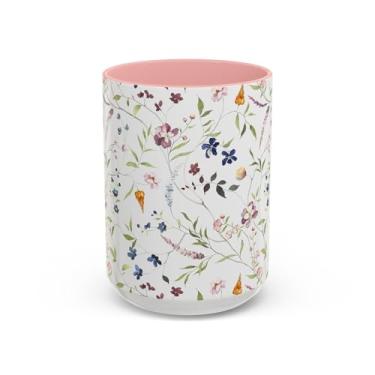 Imagem de Caneca de café com detalhes florais | Xícara de chá elegante, presente para amantes de jardim, decoração de casa, dia das mães, presente para amantes de café