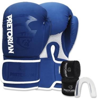 Imagem de Kit Luva De Boxe Muay Thai FX2 - Pretorian, Azul, Branco, 10 Oz