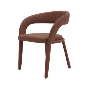 Imagem de Cadeira De Jantar Vienne Estofada Sintética Marrom - Waw Design