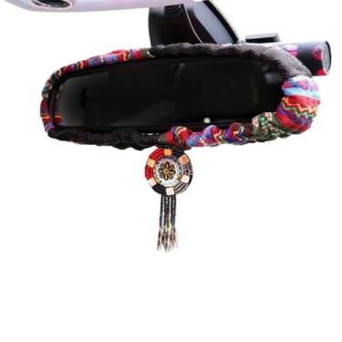 Imagem de Linda capa de espelho retrovisor de carro boêmia fofa para decoração de carro para mulheres, acessórios de espelho retrovisor universal para a maioria dos carros, SUVs, caminhões (preto azul)