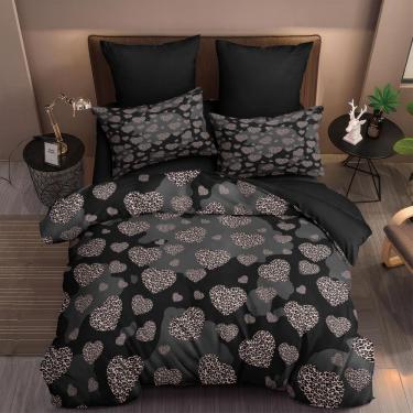 Imagem de Conjunto de edredom Coutuechen Heart em tamanho real, preto, rosa, leopardo