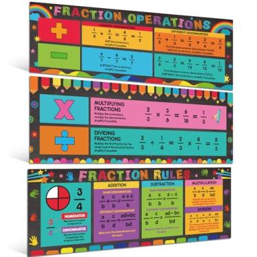 Imagem de Pasimy Pacote com 3 pôsteres de matemática, banners educativos de matemática, quadros de avisos de matemática, pôsteres de matemática, decoração de parede para decoração de sala de aula do ensino