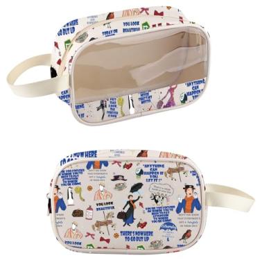 Imagem de JYTAPP Marry Movie Characters Bolsa de higiene pessoal transparente Mary Fans presente guarda-chuva cosméticos bolsa organizadora Mary Musical Lover Gift, Bege