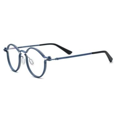 Imagem de Armação de óculos de titânio, armação redonda, masculina, feminina, metal steampunk (2)