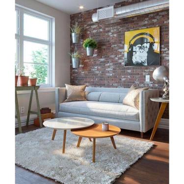 Imagem de Kit Mesa De Centro Ambiente Classic Redonda Off White Nature - Imcal