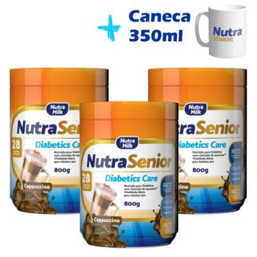 Imagem de kit 3 Nutra Senior Diabetics Care 800g com 28 Vitaminas e Minerais ZER