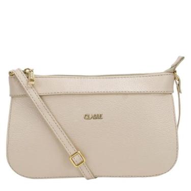 Imagem de Bolsa Feminina Classe Couro Alça Tiracolo Pequena, Creme