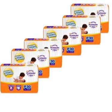 Imagem de Kit 6 Fralda Infantil Pompom Derma Protek Atacado Barato, Pequeno (P)