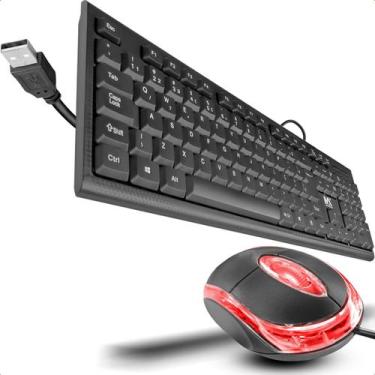 Imagem de Kit Multiuso Pc Teclado Com Fio E Mouse Com Led Óptico Conexão Usb Hom