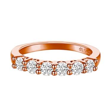 Imagem de Fook Doll 0,36-0,9 quilates (ctw) 14K sólido branco ou amarelo ou ouro rosa redondo LAB GROWN diamante seis pedras anel feminino eternidade casamento aniversário de casamento coleção ultra premium