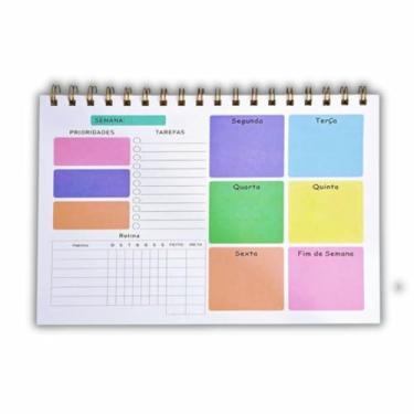 Imagem de Planner Semanal Espiral Colorido 50 Folhas – Organização Visual com Prioridades, Tarefas e Hábitos para Rotina Pessoal, Escolar e Profissional