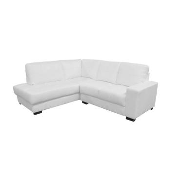 Imagem de Sofá De Couro Canto Marrocos 2 Lugares Com Chaise Esquerda Branco Pigmentado - Mempra Design