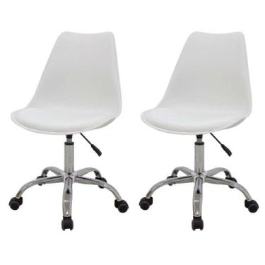 Imagem de Kit 2 Cadeiras Giratórias Office Luísa Rivatti Assento PP Branco Base 
