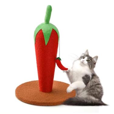 Imagem de LIFLIX Poste arranhador de gato pimentão, 43 cm, bonito e divertido, arranhador de sisal para gatos e gatinhos em ambientes internos