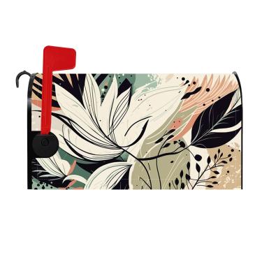 Imagem de Baocicco Capas de caixa de correio florais abstratas folhas botânicas caixas de correio de casa de fazenda envoltórios magnéticos boêmios decorativos caixa de correio decoração jardim quintal exterior