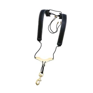 Imagem de YIJU Alça de saxofone acolchoada em couro ergonômica profissional com suporte de alça de ombro duplo para saxofone barítono adulto, Preto
