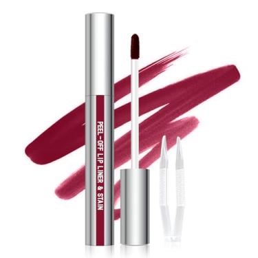 Imagem de Cilrofelr Delineador labial destacável, delineador labial de longa duração com pinça, mancha labial removível com acabamento fosco, longa duração, à prova d'água, à prova de transferência, cor