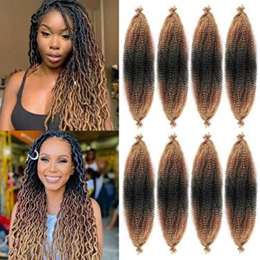 Imagem de 8 pacotes de cabelo trançado Marley torcido pré-esticado elástico afro torcido 61 cm para cabelo macio de crochê sintético protetor de mola para mulheres negras. (61 cm, 1B/30/27)..