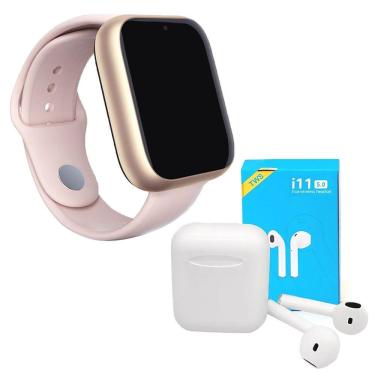 Imagem de Kit 1 Relógio Smartwatch Z6 Rosa + 1 Fone I11 Pro Tws